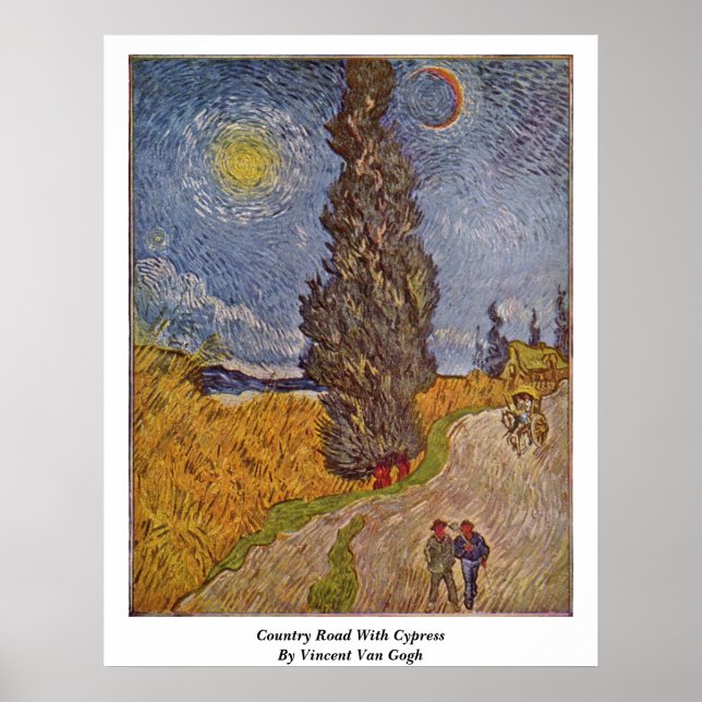 Póster Camino De Campo Con Cypress Por Vincent Van Gogh (Frente)