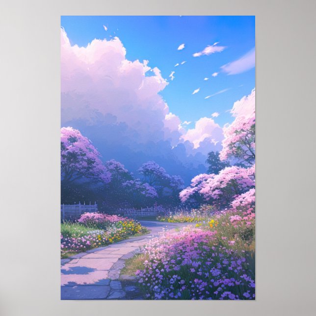 Póster Camino de flores de cerezo (Frente)