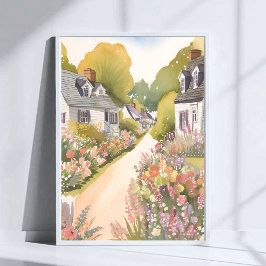 Póster Camino de Flores Silvestres | Acuarela de Pueblo C