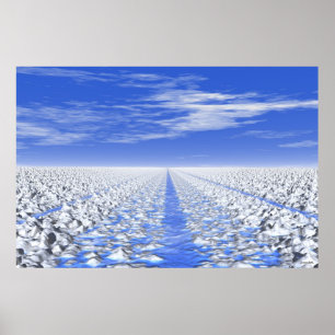 Póster Camino de hielo cian #30-01: Campo de nieve medita