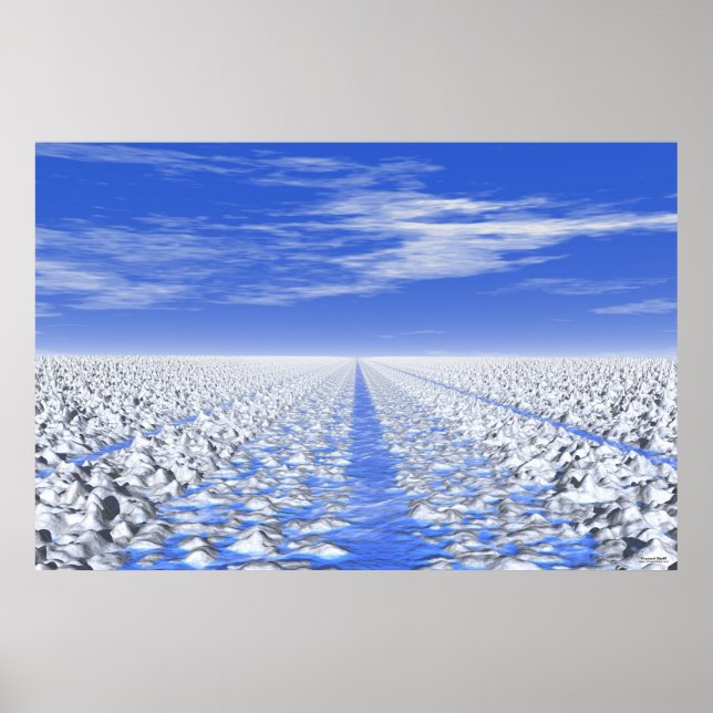 Póster Camino de hielo cian #30-01: Campo de nieve medita (Frente)