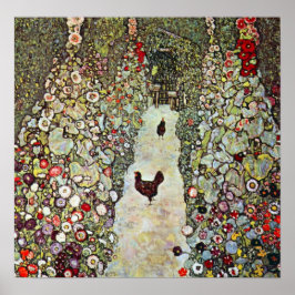 Póster Camino de jardín con pollos, Gustav Klimt, Art Nou