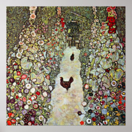 Póster Camino de jardín con pollos, Gustav Klimt, Art Nou
