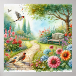 Póster Camino de jardín paisaje 7