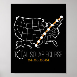 Póster Camino De La Camisa De Eclipse Solar 2024 Del Mapa