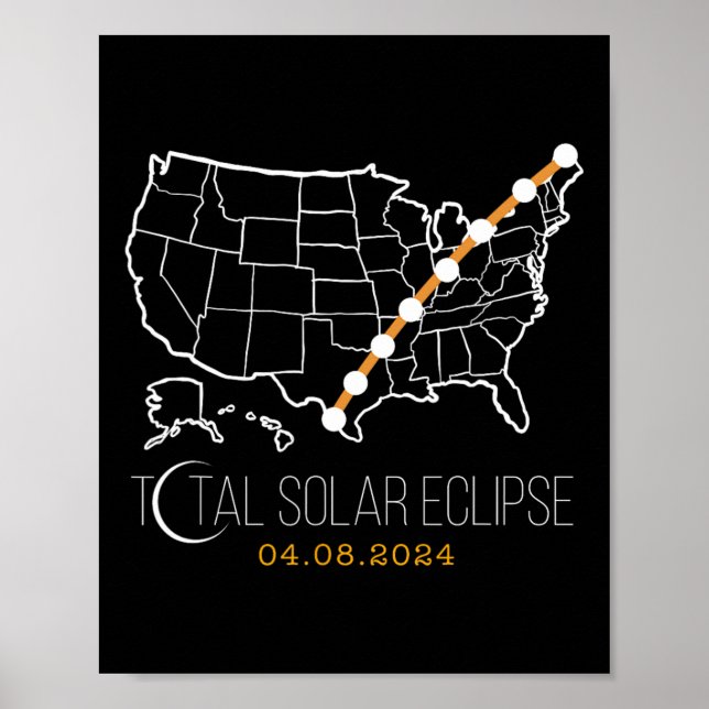 Póster Camino De La Camisa De Eclipse Solar 2024 Del Mapa (Frente)