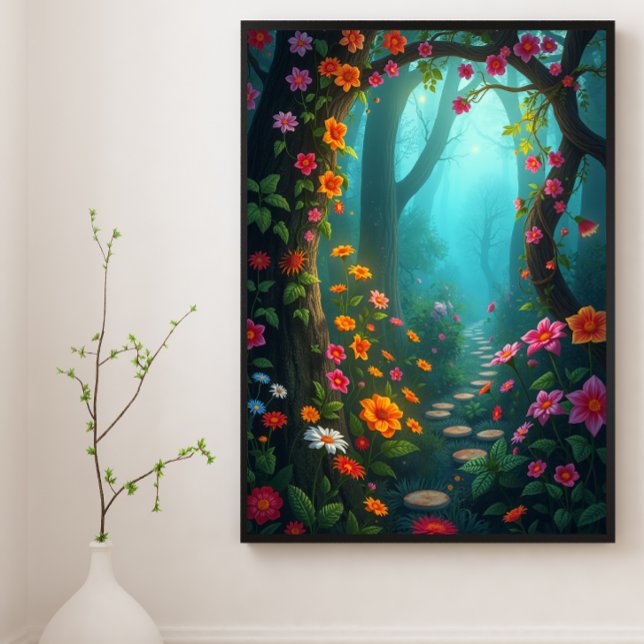 Póster Camino de los bosques mágicos con flores silvestre (Subido por el creador)