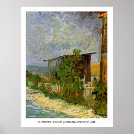 Póster Camino de Montmartre con girasoles de Van Gogh.