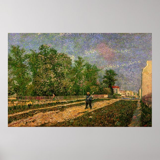 Póster Camino de París con campesino de Vincent van Gogh (Frente)