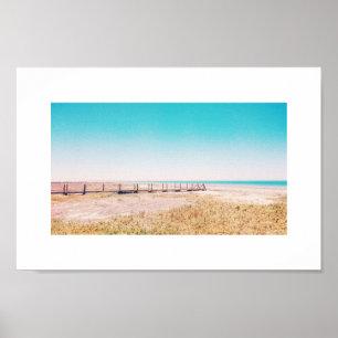 Póster Camino de playa Pastel Azul Poster Paisaje Rosa
