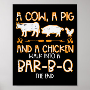 Póster Camino de pollo de cerdo de vaca R B Q Bbq Hombres