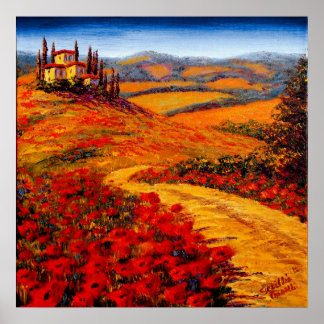 Póster Camino de primavera toscano a la Villa