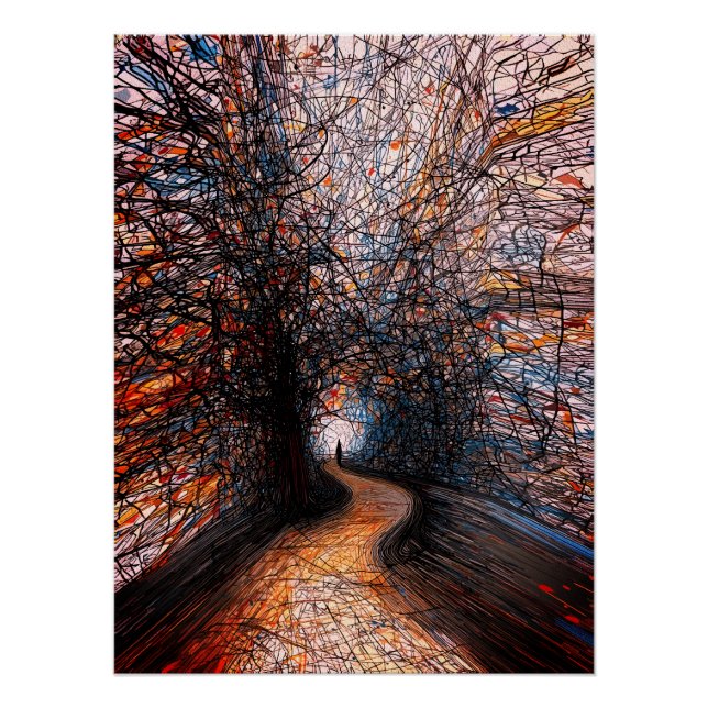 Póster Camino de Soledad Abstracto – Pasarela de Árbol Co (Anverso)