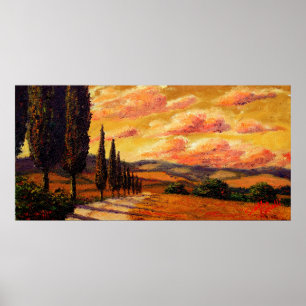Póster Camino de Toscana Cypress
