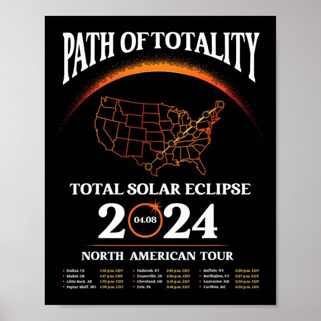 Póster Camino Del Eclipse Solar De Totalidad Eclipse Sola (Frente)
