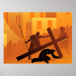 Póster Camino del Poster de la estación 7 de la Cruz