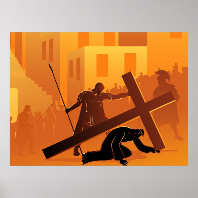 Póster Camino del Poster de la estación 7 de la Cruz (Frente)