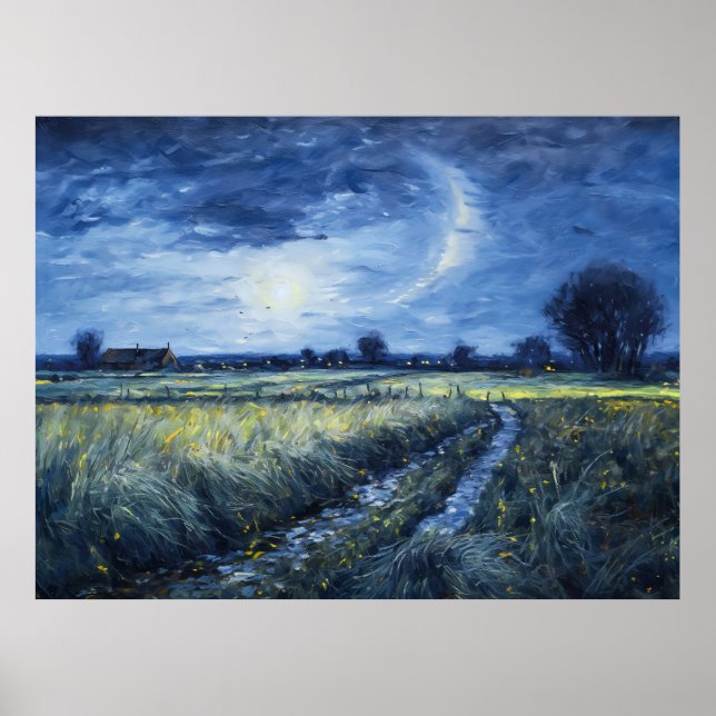 Póster Camino iluminado por el paisaje de Havelland (Frente)