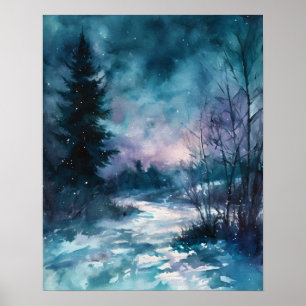 Póster Camino iluminado por la escarcha