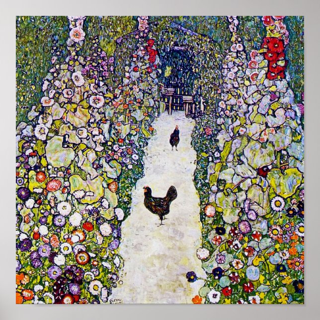 Póster Camino Jardín con Pollos, Gustav Klimt (Frente)