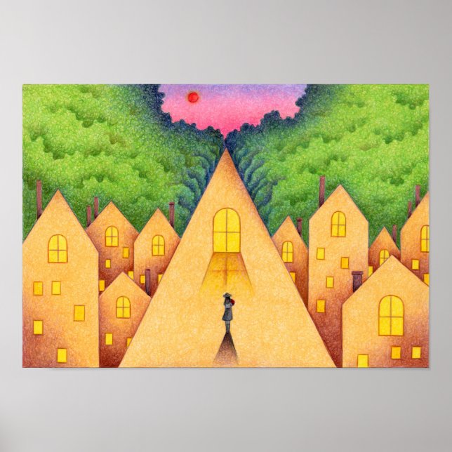 Póster Camino que conduce desde el techo hasta el bosque. (Frente)