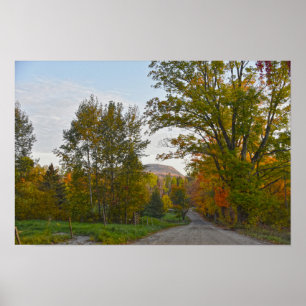 Póster Camino rural de Vermont en otoño