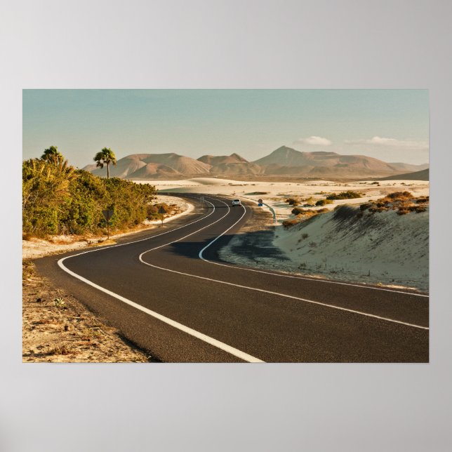 Póster Camino sinuoso en Poster del desierto (Frente)