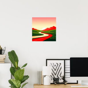Póster Camino Sinuoso Hacia el Sol