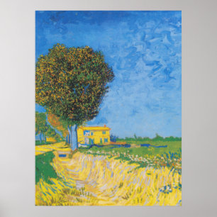 Póster Camino soleado vibrante y casa amarilla de Van Gog