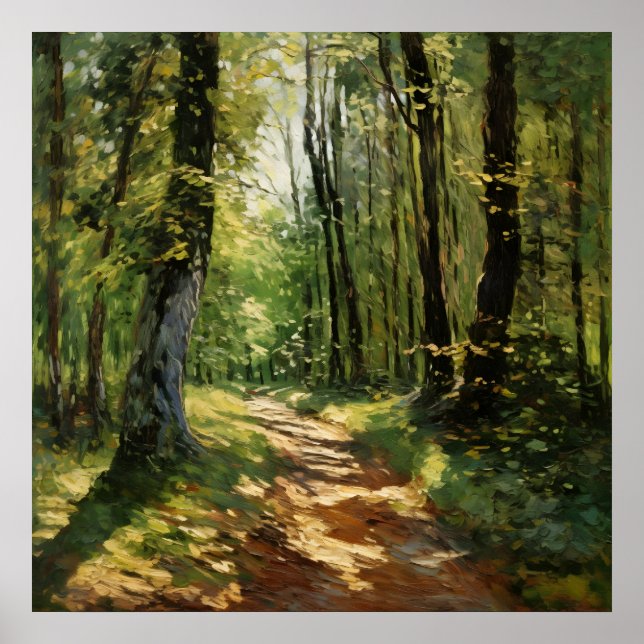 Póster Camino Tranquilo de Woodland - Pintura impresionis (Frente)