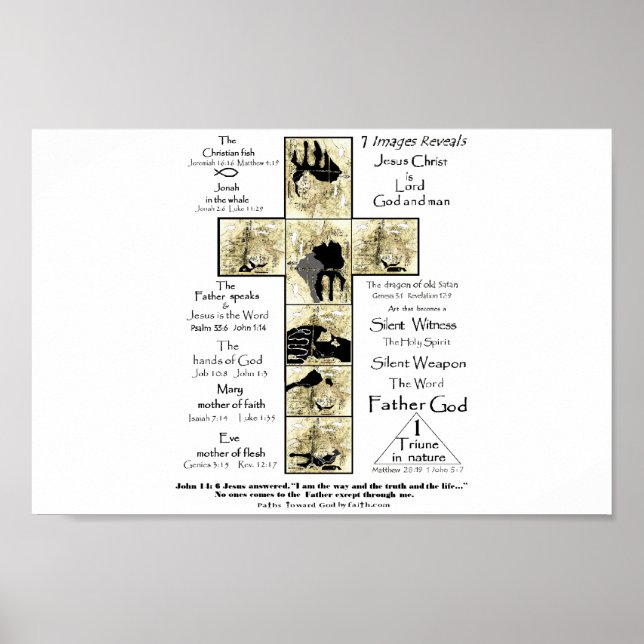 Póster Caminos hacia Dios por imágenes de la cruz amarill (Frente)