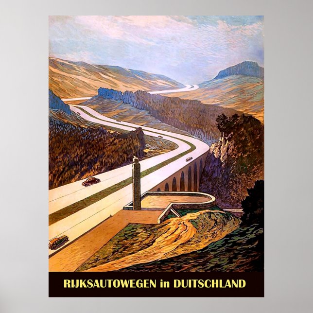 Póster Caminos imperiales de Autobahn, Alemania. (Frente)