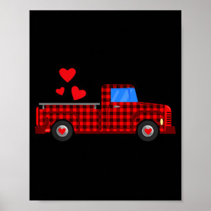 Póster Camión Antiguo Buffalo Plaid I Día de San Valentín