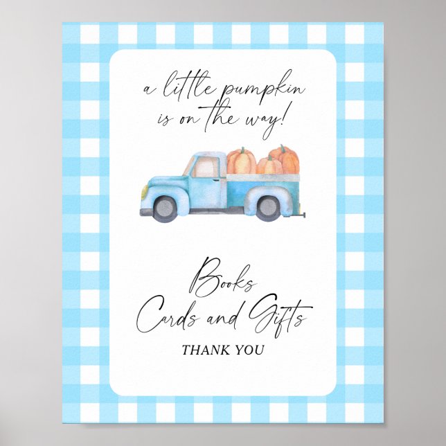 Póster Camión azul de calabaza - TARJETAS DE LIBROS Y REG (Frente)