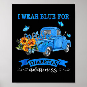 Póster Camión Azul Girasol Que Uso Azul Para La Diabetes