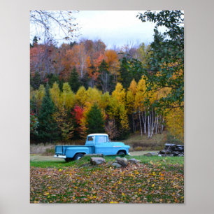 Póster Camión azul vintage