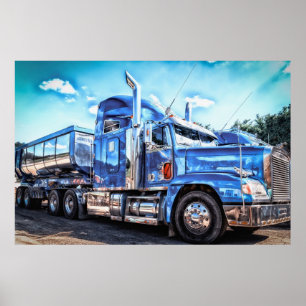 Póster Camión azul volcado