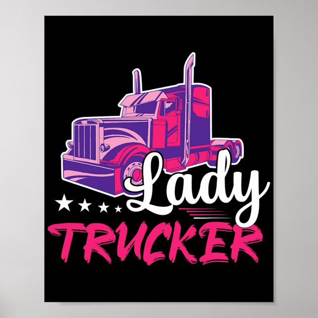 Póster Camión camionero Lady Trucker (Frente)