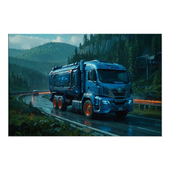 Póster Camión cibernético futurista de 2077 (Anverso)