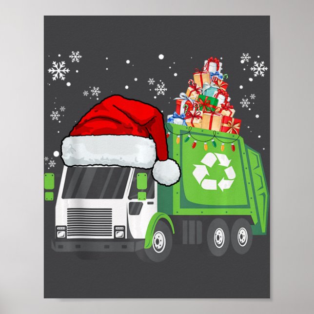 Póster Camión de basura de Santa Cruz que lleva Navidades (Frente)