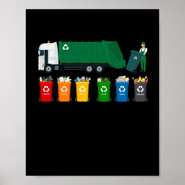 Póster Camión de basura reciclado (Frente)