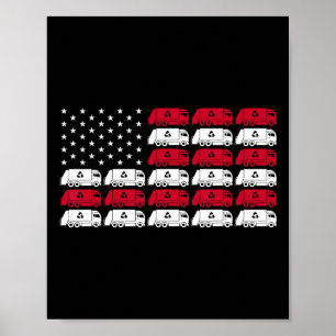 Póster Camión De Basura Usa Bandera Estadounidense Hombre