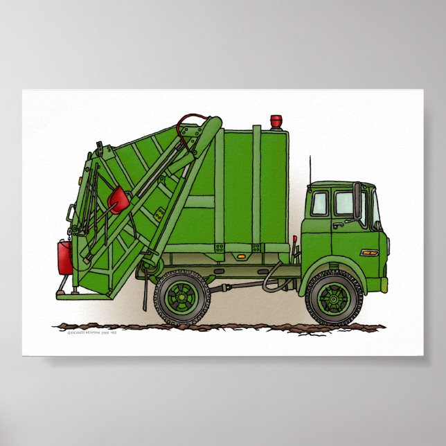 Póster Camión de basura verde (Frente)