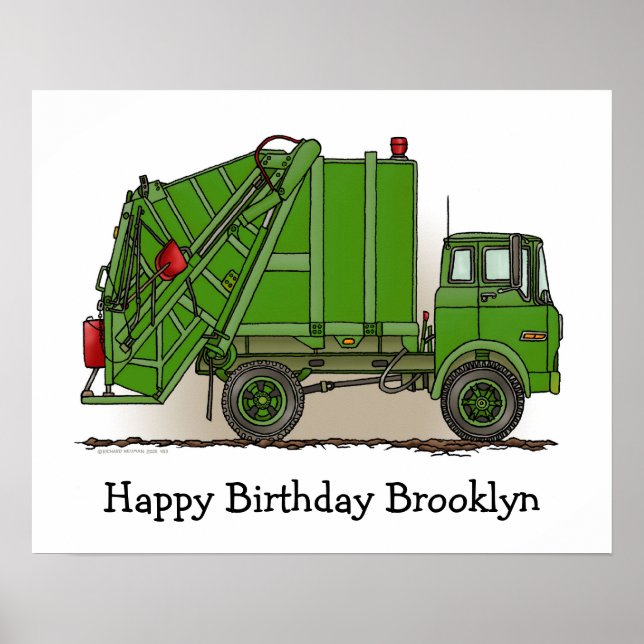 Póster Camión de basura verde (Frente)