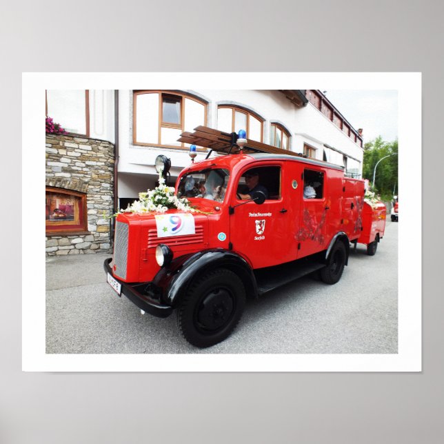 Póster Camión de bomberos antiguo (Frente)