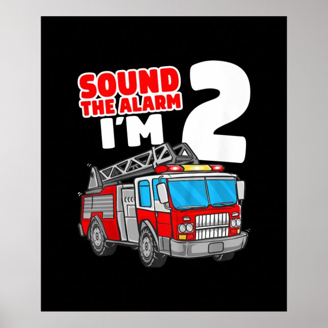 Póster Camión de bomberos de 2 años de edad (Frente)