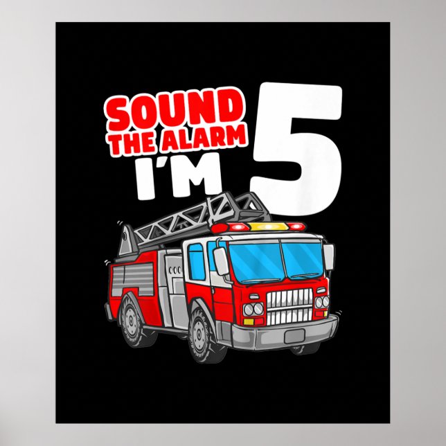 Póster Camión de bomberos de 5 años (Frente)