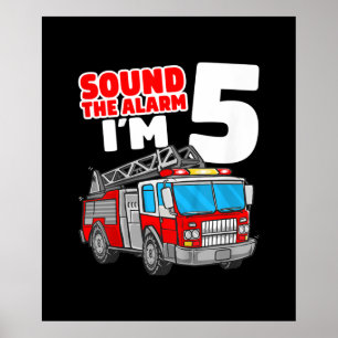 Póster Camión de bomberos de 5 años
