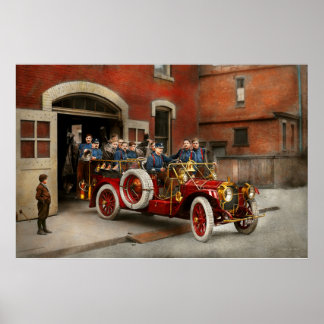 Póster Camión de Bomberos - La escuadrilla volante 1911