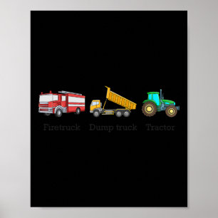 Póster Camión de bomberos Volquete Tractor Sutil Anti Tru